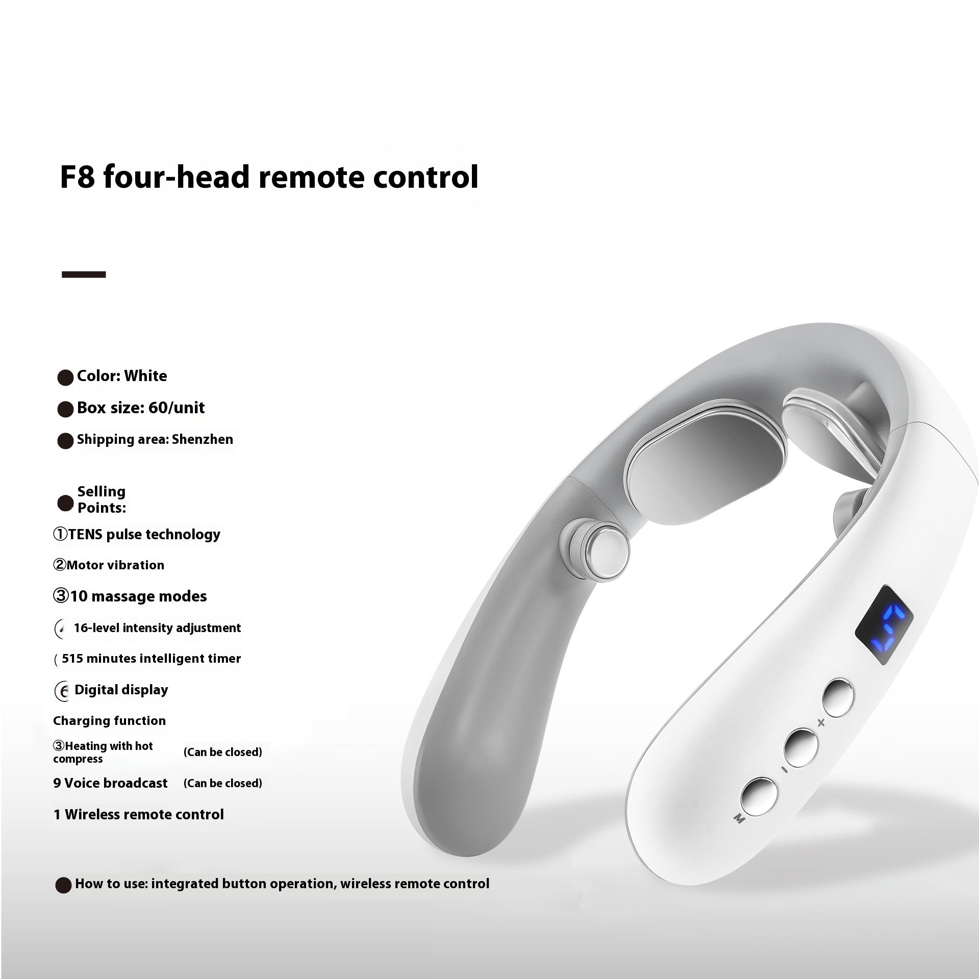 USB Neck Massager – Bluetooth, Heat & Smart Voice Options for Ultimate Comfort