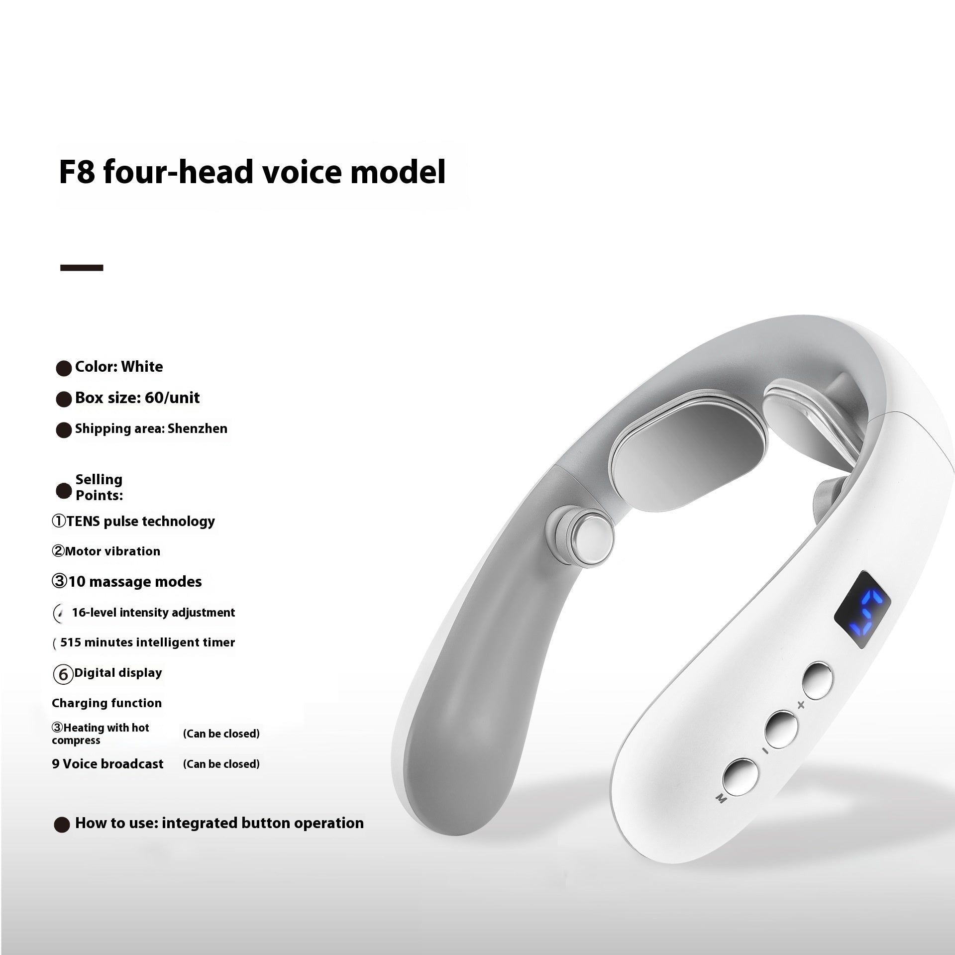 USB Neck Massager – Bluetooth, Heat & Smart Voice Options for Ultimate Comfort